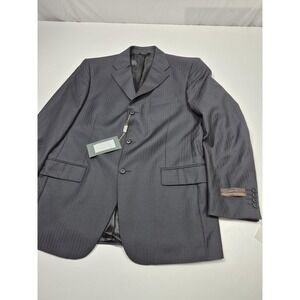 Zanieri Suit Jacket Mens 41R L Black Wool Herringbone VBC Italy NWT Super 110s